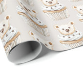 Cream Cupcake Bears Birthday Cadeaupapier (Rol Hoek)
