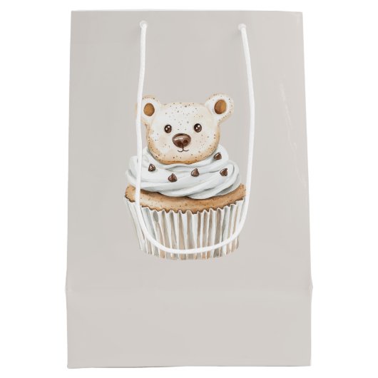 Cream Cupcake Bears Birthday Medium Cadeauzakje (Achterkant)