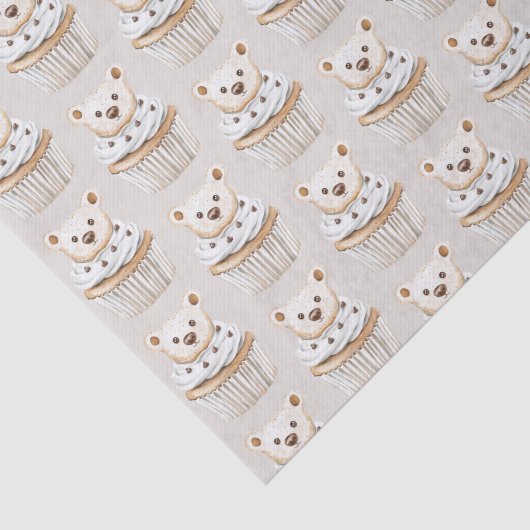 Cream Cupcake Bears Birthday Tissuepapier (Detail)