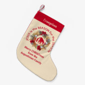 Cream Custom JESUS IS DE REDEN Christelijk Kleine Kerstsok (Voorkant (Hangend))