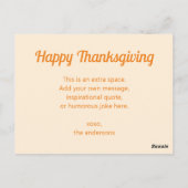 Cream CUSTOM Thanksgiving-foto en -bericht Briefkaart (Achterkant)