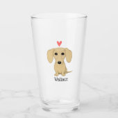 Cream Dachshund Cartoon Dog Persoonlijk Glas (Voorkant)