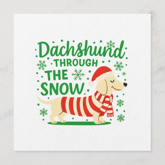 Cream Dachshund Christmas Invitation/Card Kaart (Voorkant)