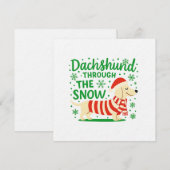 Cream Dachshund Christmas Invitation/Card Kaart (Voorkant / Achterkant)
