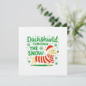 Cream Dachshund Christmas Invitation/Card Kaart (Staand voorkant)
