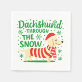 Cream Dachshund Christmas Napkins Servet (Voorkant)
