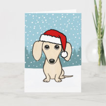 Cream Dachshund Santa Schattige Wiener Hondenkerst