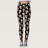Cream Dachshund Santa Schattigee Kersthondenvakant Leggings (Voorkant)