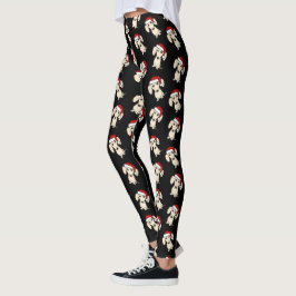Cream Dachshund Santa Schattigee Kersthondenvakant Leggings