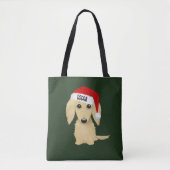 Cream Dachshund Schattige Santa Dog Christmas Cust Tote Bag (Voorkant)
