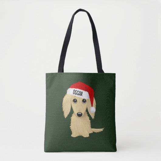 Cream Dachshund Schattige Santa Dog Christmas Cust Tote Bag (Voorkant)