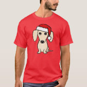 Cream Dachshund Schattige Santa Dog Christmas T-shirt (Voorkant)