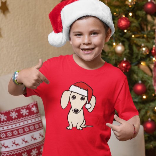 Cream Dachshund Schattige Santa Dog Christmas T-shirt