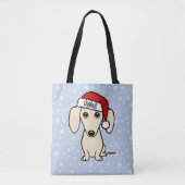 Cream Dachshund Schattige Santa Dog Christmas Tote Bag (Voorkant)