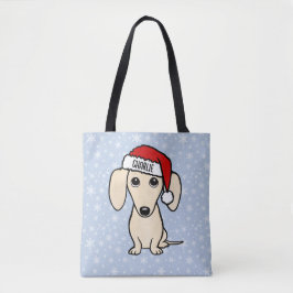 Cream Dachshund Schattige Santa Dog Christmas Tote Bag