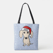 Cream Dachshund Schattige Santa Dog Christmas Tote Bag (Achterkant)