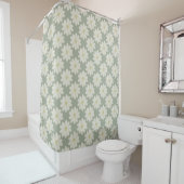 Cream Daisy Flowers op Sage Green Shower Curtain Douchegordijn (In situ)