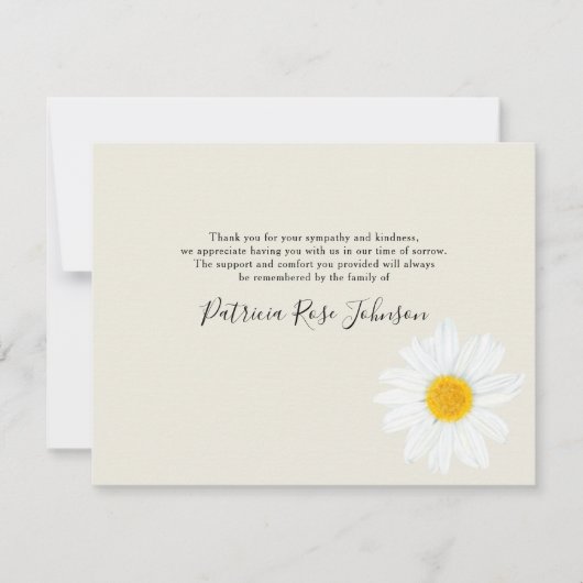 Cream Daisy Funeral Memorial Bedankkaart (Voorkant)