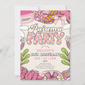 Cream Daisy Pajama Party Birthday Invitation Kaart (Voorkant)