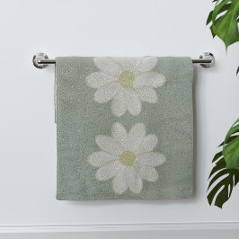 Cream Daisy Sage Green Hand Towel Handdoek