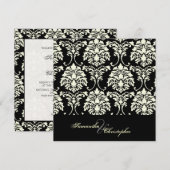 Cream damask, aangepaste trouwuitnodigingen kaart (Voorkant / Achterkant)