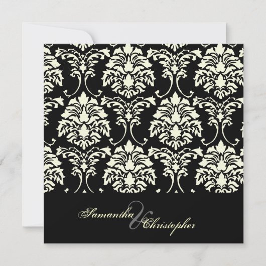 Cream damask, aangepaste trouwuitnodigingen kaart (Voorkant)