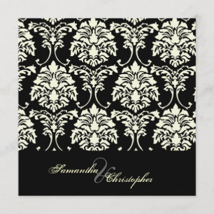 Cream damask, aangepaste trouwuitnodigingen kaart