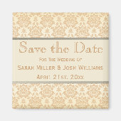 Cream Damask Bewaar de Date Magnet (Voorkant)