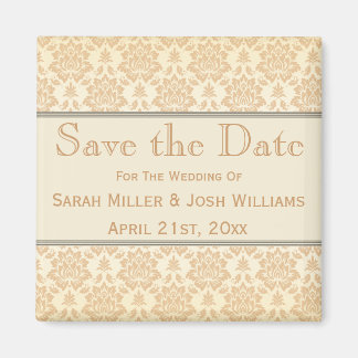 Cream Damask Bewaar de Date Magnet