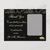 CREAM DAMASK BRUILOFT FOTO BEDANKT BRIEFKAART (Achterkant)