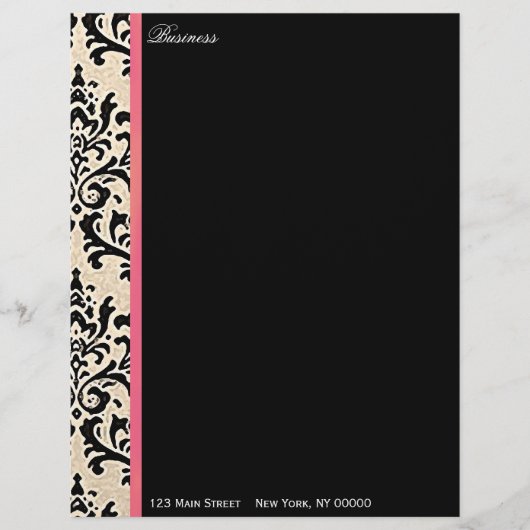 Cream Damask ~ Business/Personal Letterhead Custom Briefhoofd (Voorkant)