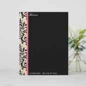 Cream Damask ~ Business/Personal Letterhead Custom Briefhoofd (Staand voorkant)