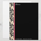 Cream Damask ~ Business/Personal Letterhead Custom Briefhoofd (Voorkant / Achterkant)
