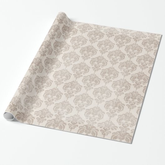 Cream Damask Cadeaupapier (Uitgerold)