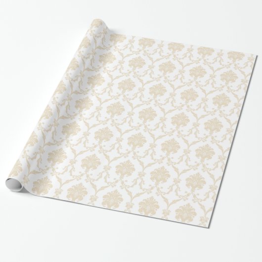Cream Damask Cadeaupapier (Uitgerold)