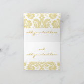 Cream Damask Gold Wedding Invitation Notitiekaarte (Binnen)