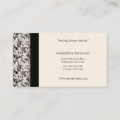 Cream Damask Monogram Interior Design Visitekaartje (Achterkant)