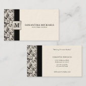 Cream Damask Monogram Interior Design Visitekaartje (Voorkant / Achterkant)