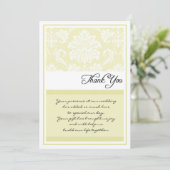 Cream Damask Wedding Dank je kaarten (Staand voorkant)