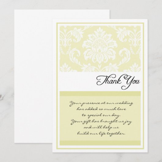 Cream Damask Wedding Dank je kaarten (Voorkant / Achterkant)