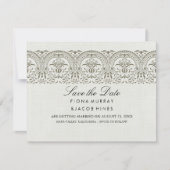 Cream Damask Wedding Save the Date (Voorkant)