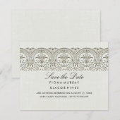 Cream  Damask Wedding Save the Date (Voorkant / Achterkant)