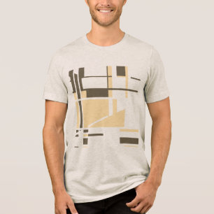 Cream Dark Brown MCM-geïnspireerde geometrische Ab Tri-Blend Shirt