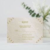 Cream Decorative Wedding RSVP Kaart (Staand voorkant)