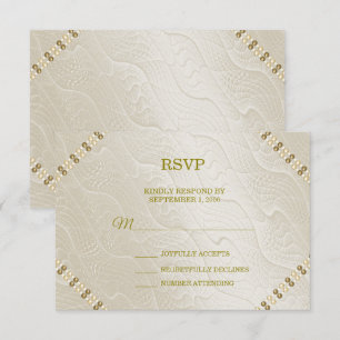 Cream Decorative Wedding RSVP Kaart