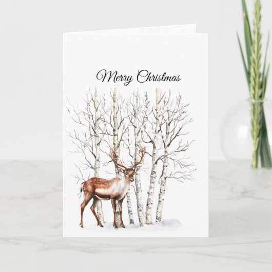Cream Deer Elk Christmas Kaart (Voorkant)