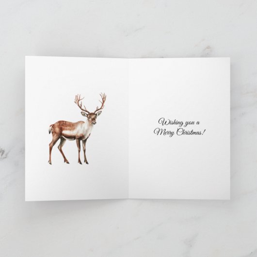 Cream Deer Elk Christmas Kaart (Binnen)