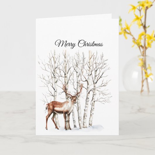 Cream Deer Elk Christmas Kaart (Gele Bloem)