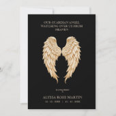 Cream Delicate Angel Wings Design Funeral Memorial Kaart (Voorkant)