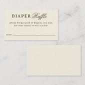 Cream Diaper Raffle Baby Shower Informatiekaartje (Voorkant / Achterkant)